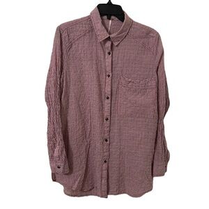 Free People Women’s Red/White Striped Wrinkle Front/Back Button Down Size S